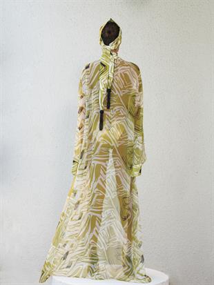 Yeşil Desenli Şifon Kimono