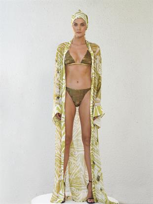 Yeşil Desenli Şifon Kimono