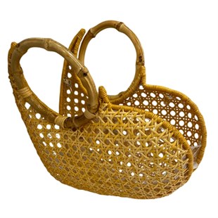 Kalp Desen Hasır Çanta