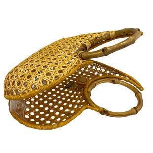 Kalp Desen Hasır Çanta