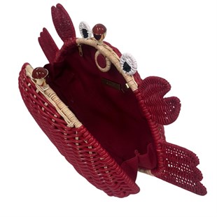 Kırmızı Hasır Çanta