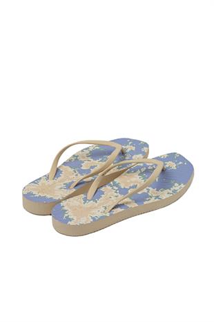Floral Tabanlı Kadın Plaj Terliği