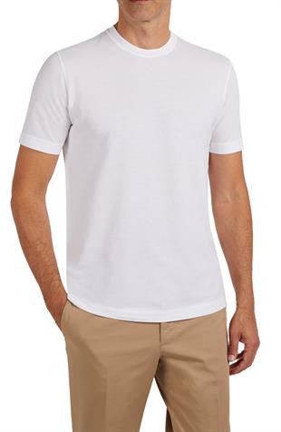 Beyaz Bisiklet Yaka T-shirt