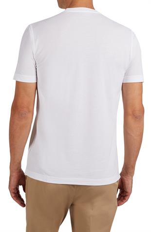 Beyaz Bisiklet Yaka T-shirt