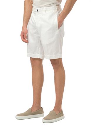 Beyaz Keten Karışımlı Şort