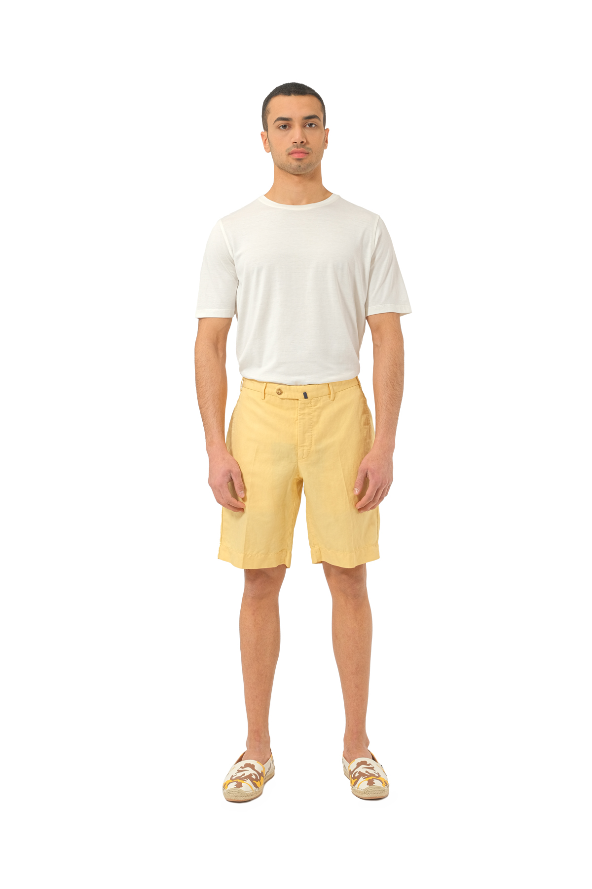 Sarı Keten Karışımlı Şort