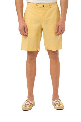Sarı Keten Karışımlı Şort