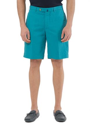 Turkuaz Keten Karışımlı Şort