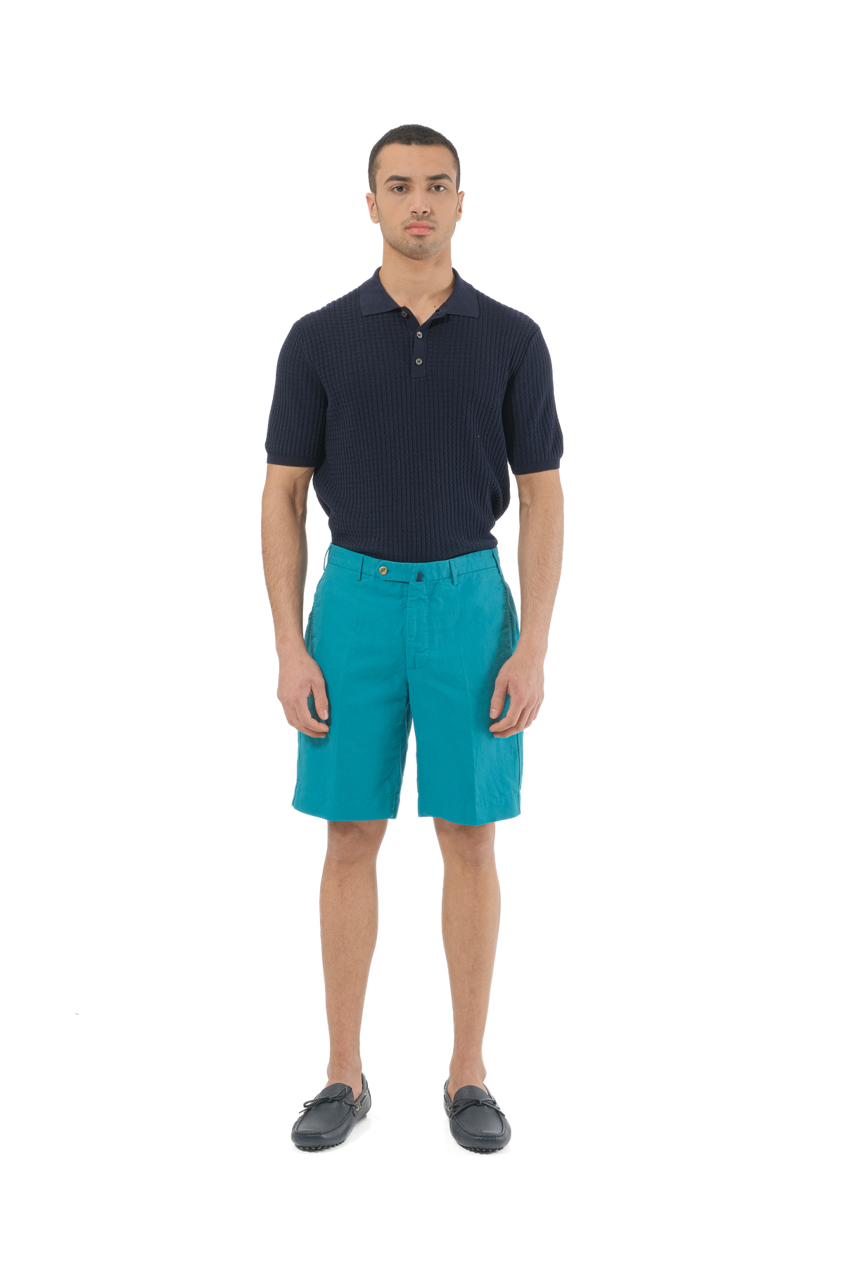 Turkuaz Keten Karışımlı Şort