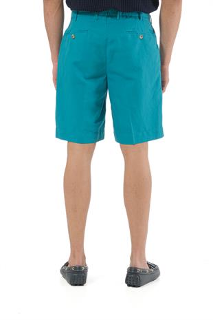 Turkuaz Keten Karışımlı Şort