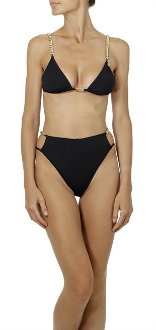 Siyah Zincir Detaylı Bikini Üstü