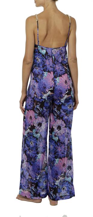 Zincir Askılı Floral Desen Tulum