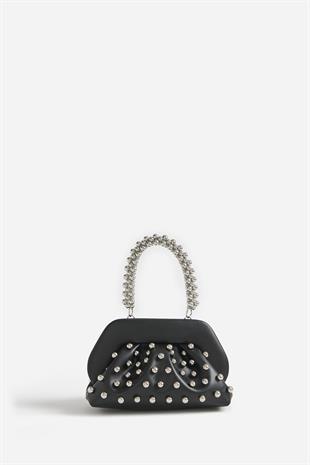 Metal Aksesuarlı Vegan Deri El Çantası