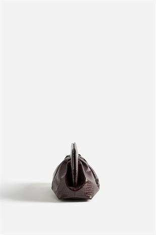 Timsah Derisi Desenli Clutch Çanta