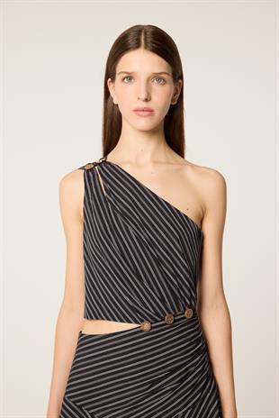 Asimetrik Kesim Poplin Elbise