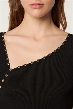 Asimetrik Yaka Triko Üst