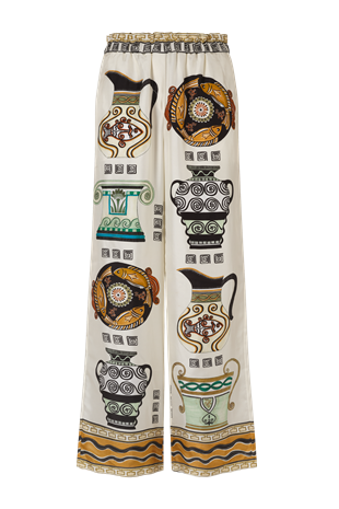 Balık Desenli İpek Pantolon