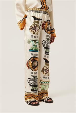 Balık Desenli İpek Pantolon