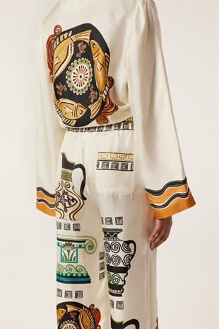 Balık Desenli İpek Pantolon