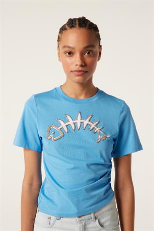 Balık Figür İşlemeli T-shirt