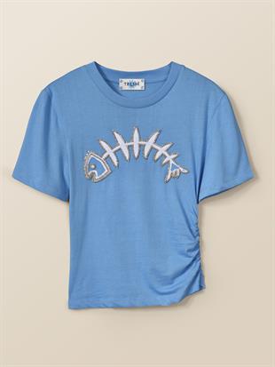 Balık Figür İşlemeli T-shirt