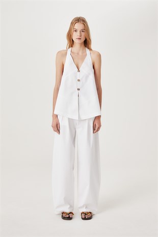 TRESSEBeyaz Geniş Paça Pantolon