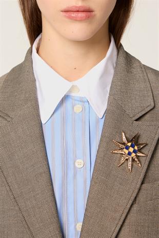 Broş Detaylı Blazer Ceket