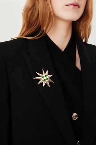 Broş Detaylı Blazer Ceket