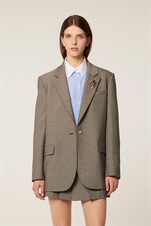 Broş Detaylı Blazer Ceket