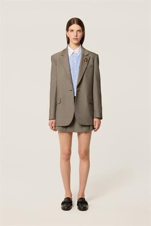 Broş Detaylı Blazer Ceket