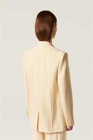 Broş Detaylı Ekru Blazer