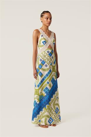 Dantel Şeritli Uzun Elbise