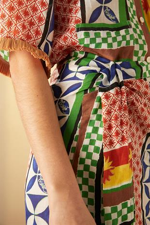 Desenli Uzun Pareo Etek