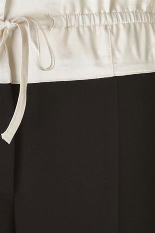 Fırfır Bel Detaylı Geniş Paça Pantolon