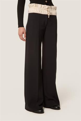 Fırfır Bel Detaylı Geniş Paça Pantolon