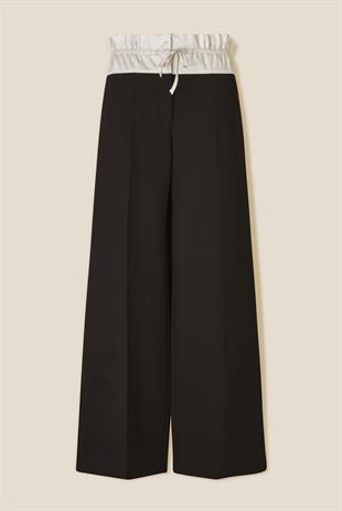 Fırfır Bel Detaylı Geniş Paça Pantolon