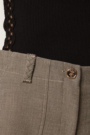 Gold Düğme Detaylı Geniş Paça Pantolon