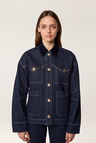 Kadife Yaka Denim Ceket