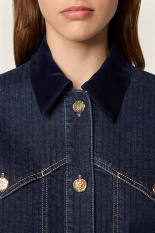 Kadife Yaka Denim Ceket