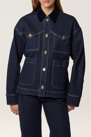 Kadife Yaka Denim Ceket