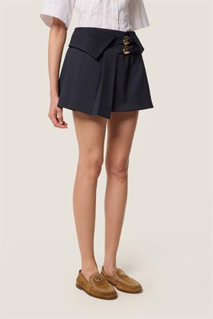 Kemer Halkalı Mini Pileli Etek