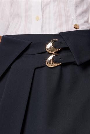 Kemer Halkalı Mini Pileli Etek