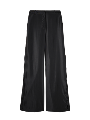 Kenarları Detaylı Saten Pantolon