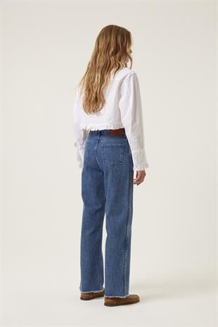 Kenarları Örgülü Denim Pantolon