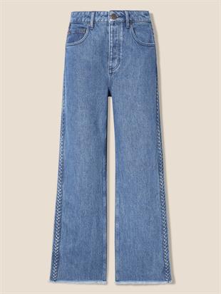 Kenarları Örgülü Denim Pantolon