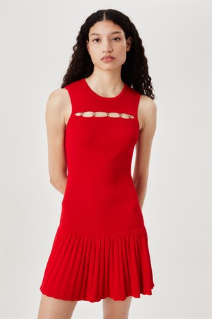 Kırmızı Mini Triko Elbise