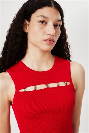 Kırmızı Mini Triko Elbise