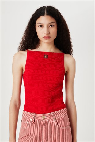 Kırmızı Triko Bluz