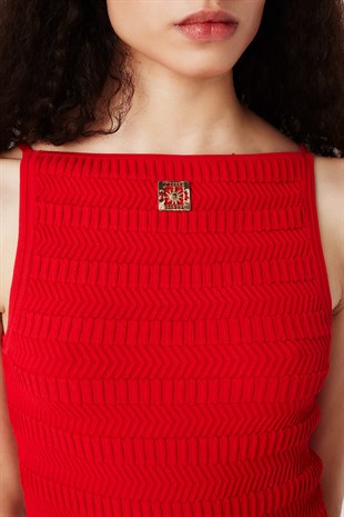 Kırmızı Triko Bluz