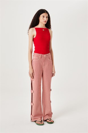 Kırmızı Triko Bluz